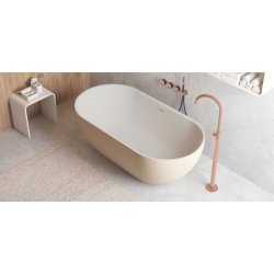 Dera 150 cm fritstende badekar - Gr/Mat Hvid - Solid Surface