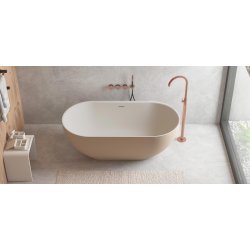 Dera 150 cm fritstende badekar - Gr/Mat Hvid - Solid Surface