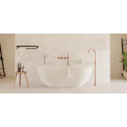 Dera 150 cm fritstende badekar - Mat Hvid - Solid Surface