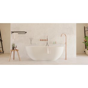 Dera 150 cm fritstende badekar - Mat Hvid - Solid Surface