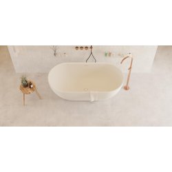 Dera 150 cm fritstende badekar - Mat Hvid - Solid Surface