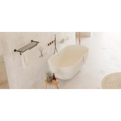 Dera 150 cm fritstende badekar - Mat Hvid - Solid Surface