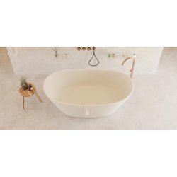 Seal 163 cm fritstende badekar - Mat Hvid - Solid Surface