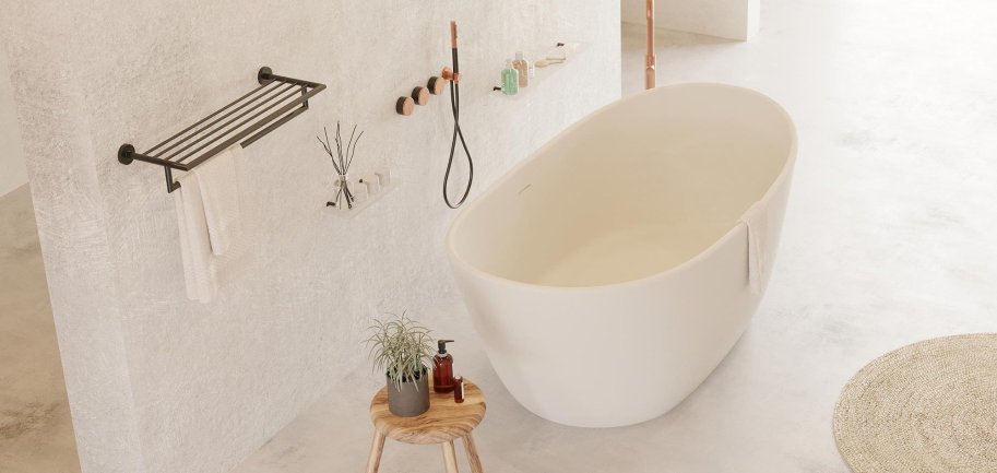 Seal 163 cm fritstende badekar - Mat Hvid - Solid Surface