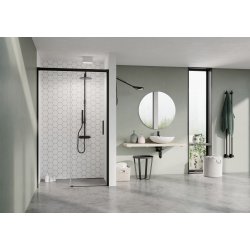 Slide Black skydedr til niche - sorte profiler - Klart glas - 7 strrelser 