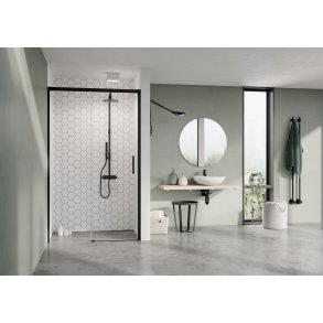 Slide Black skydedr til niche - sorte profiler - Klart glas - 7 strrelser 