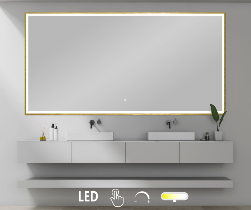 NY Tanja 2 Spejl med LED lys og Messing ramme