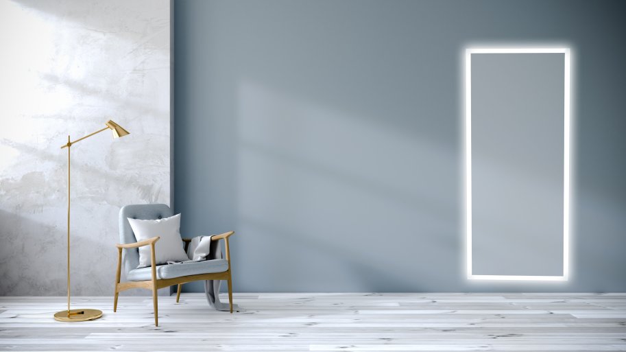 NY Tenna 1 hjt spejl med LED lysramme - 160 cm - 3 bredder