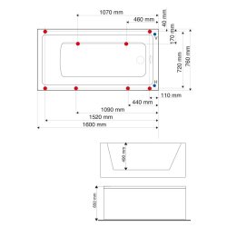 Neptun Topas badekar - 3 strrelser