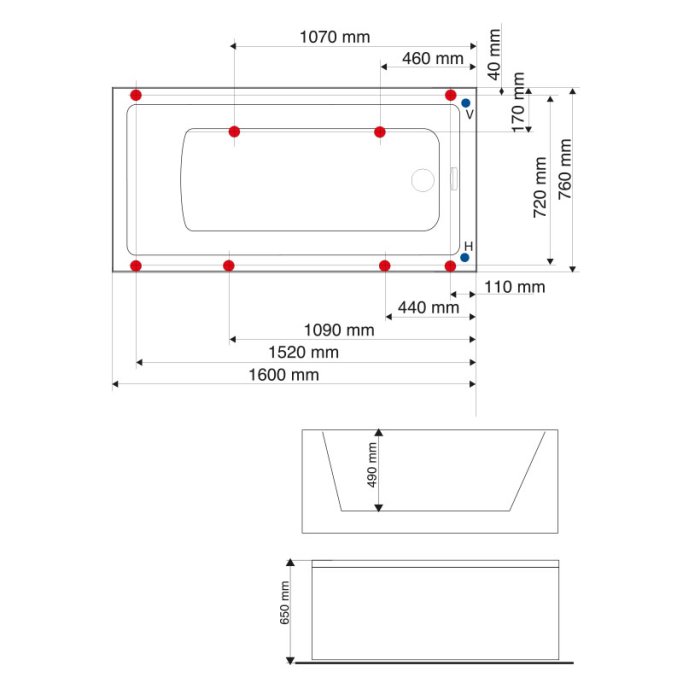 Neptun Topas badekar - 3 strrelser