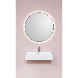 Toscana Spejl 90 - Rund model - Sort ramme - LED Backlight og Varme