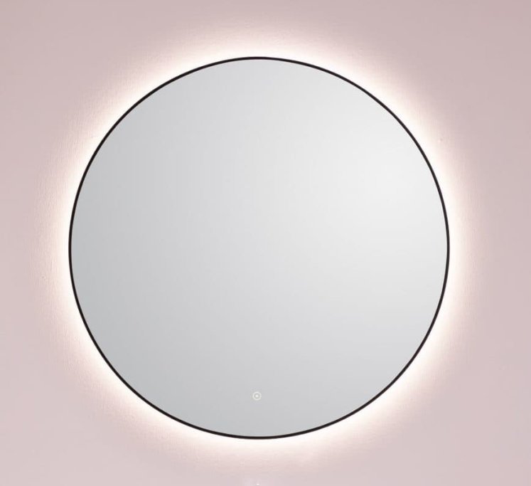 Toscana Spejl 90 - Rund model - Sort ramme - LED Backlight og Varme
