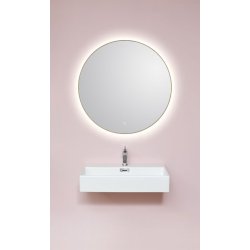 Toscana Spejl 90 - Rund model - Brstet messing ramme - LED Backlight og Varme