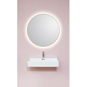 Toscana Spejl 90 - Rund model - Brstet messing ramme - LED Backlight og Varme