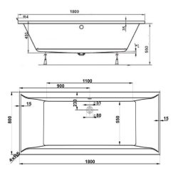 Balneo Verona rektangulrt badekar, flere strrelser