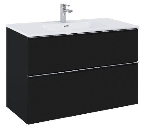 Villa - 100 cm Mbelst - 2 skuffer - 45 cm dyb - Mat Sort