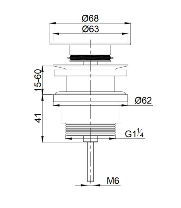 Pop-up ventil - Solid Surface - Universal