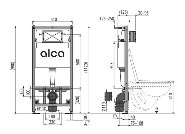 ALCA indbygningscisterne - 1120mm