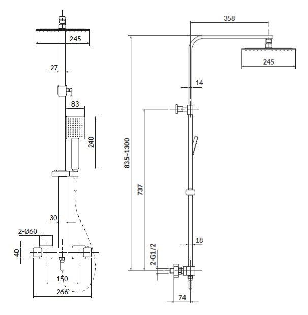 Centro Square Brusest - Mat Sort