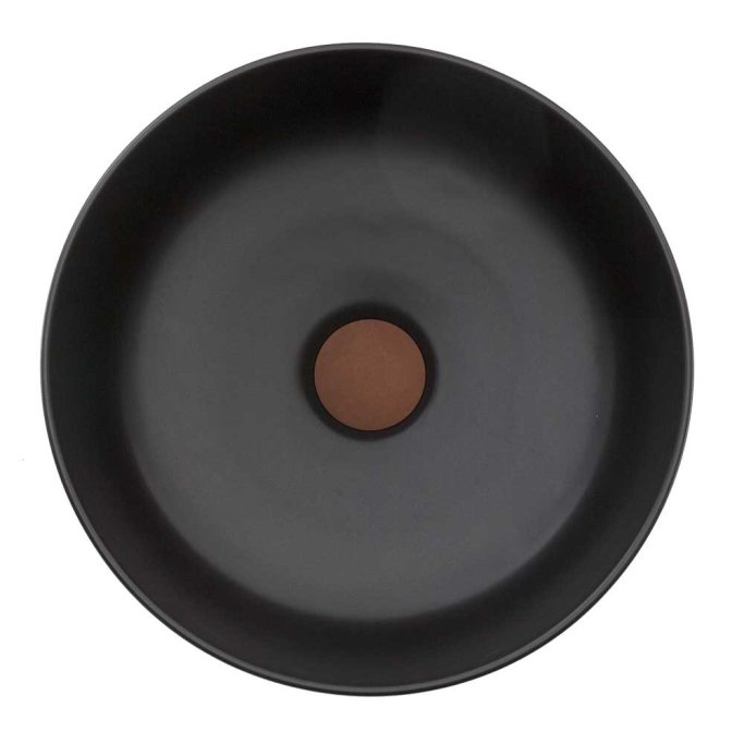 Cognac Sort Rund porcel�nsvask - Bordmontage - 2 st�rrelser &Oslash;35 cm