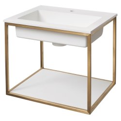 Como mbelst 50x 40 cm - Brstet messing stativ - Hndvask i Solid Surface
