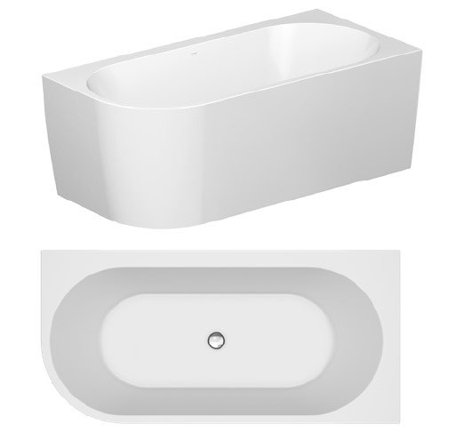 Crea Corner - back to wall -fritstende badekar - 3 strrelser