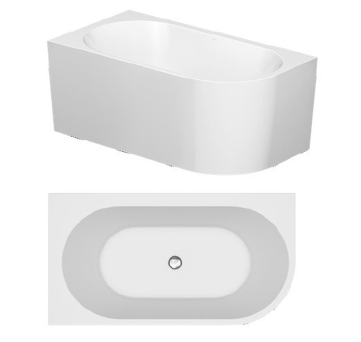 Crea Corner - back to wall -fritstende badekar - 3 strrelser