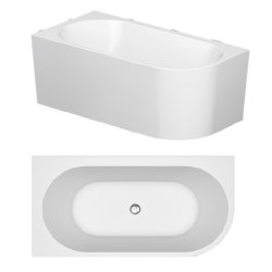 Crea Corner - back to wall -fritstende badekar - 3 strrelser