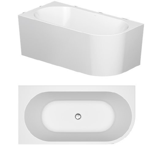 Crea Corner - back to wall -fritstende badekar - 3 strrelser