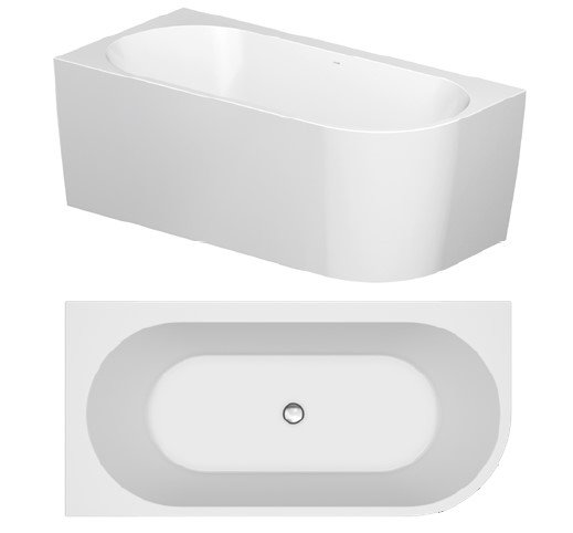 Crea Corner - back to wall -fritstende badekar - 3 strrelser