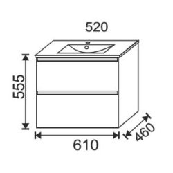 Balneo Devon 60 cm - Badmbel m. skuffer - Hvid Hjglans