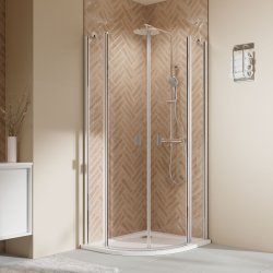 BREUER - ELANA 2.0  - Afrundet brusehjrne - Klart Glas - Flere profil farver