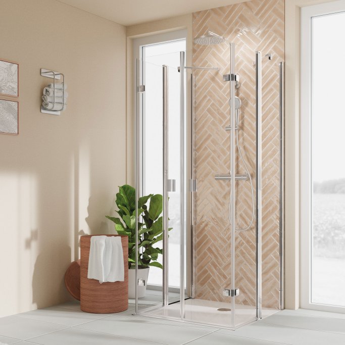 BREUER - ELANA 2.0 - U-kabine med 2 d�re - Firkantede profiler - Efter m�l