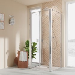 BREUER - ELANA 2.0 - U-kabine med 2 d�re og faste sider - Firkantede profiler