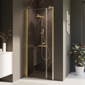 BREUER - ELANA 2.0  - Nichedr m. fast panel - Guld/Messing profiler - Klart Glas - Flere strrelser