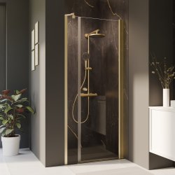 BREUER - ELANA 2.0  - Nichedr m. fast panel - Guld/Messing profiler - Klart Glas - Flere strrelser