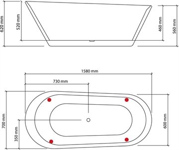 Lecia Hvid fritstende badekar 158x70 - Royal Bad &amp; Spa