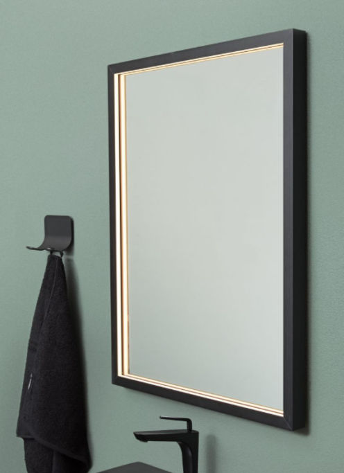 Milano Spejl med sort ramme - Indirekte LED lys - 2 strrelser