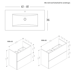 Mille - Slim 80 cm Mbelst - Mathvid - med porcelnvask