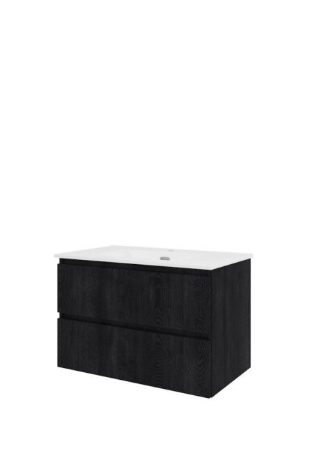 Proline 80 cm - Badmbel med lodrette lameller - 2 skuffer - Inkl. porceln vask - Flere Farver