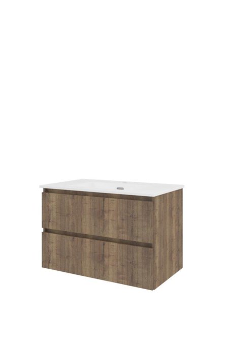 Proline 80 cm - Badmbel med lodrette lameller - 2 skuffer - Inkl. porceln vask - Flere Farver