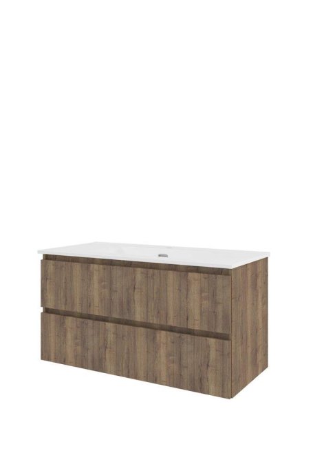 Proline 100 cm - Badm�bel med lodrette lameller - 2 skuffer - Inkl. porcel�n vask - Flere Farver