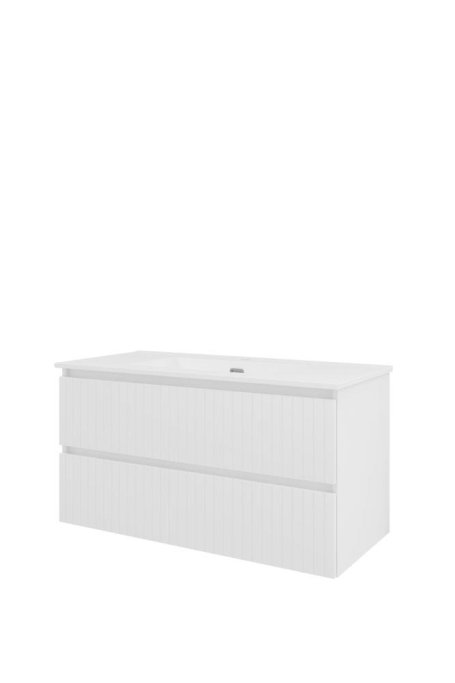 Proline 100 cm - Badm�bel med lodrette lameller - 2 skuffer - Inkl. porcel�n vask - Flere Farver