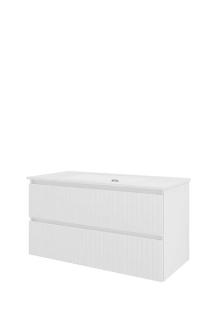 Proline 100 cm - Badm�bel med lodrette lameller - 2 skuffer - Inkl. porcel�n vask - Flere Farver