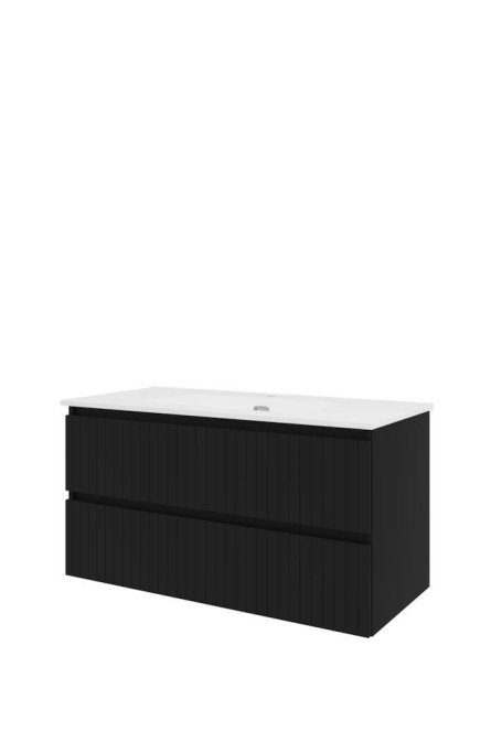 Proline 100 cm - Badm�bel med lodrette lameller - 2 skuffer - Inkl. porcel�n vask - Flere Farver