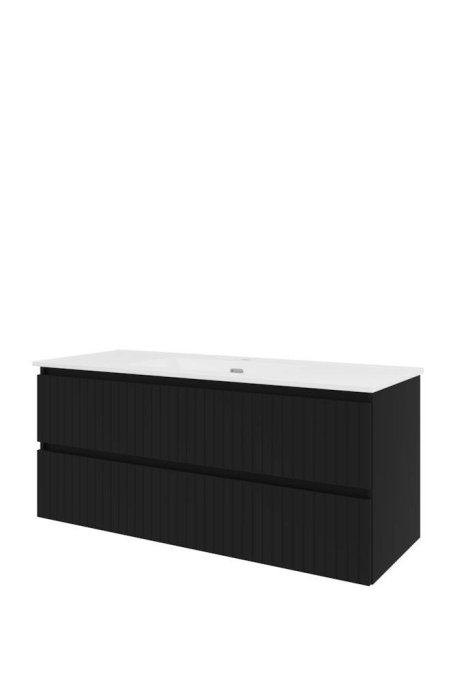 Proline 120 cm - Badmbel med lodrette lameller - 2 skuffer - Inkl. porceln vask - Flere Farver