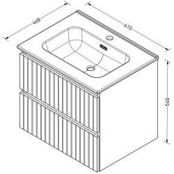 Proline 60 cm - Badmbel med lodrette lameller - 2 skuffer - Inkl. porceln vask - Flere Farver