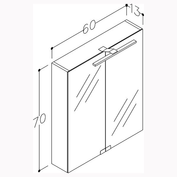 Strmberg 60 cm spejlskab - LED Top- og underbelysning