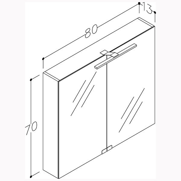 Strmberg 80 cm spejlskab - LED Top- og underbelysning