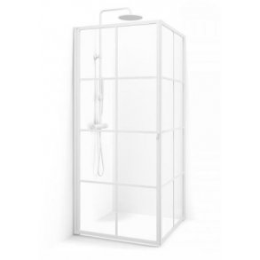 New York brusehjrne - Hvide sprosser - klart glas